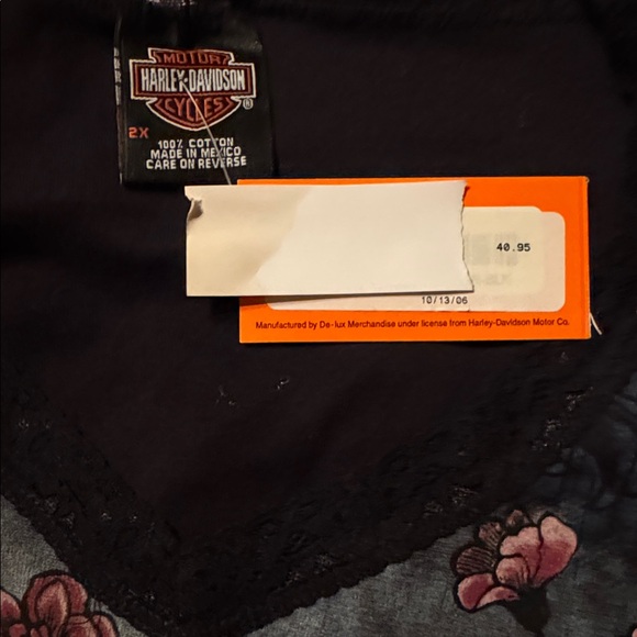 Harley-Davidson Women's Black and Blue Floral Long Sleeve - Picture 3 of 3